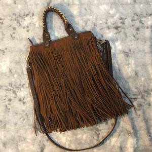 Faux Leather Fringe Handbag Purse